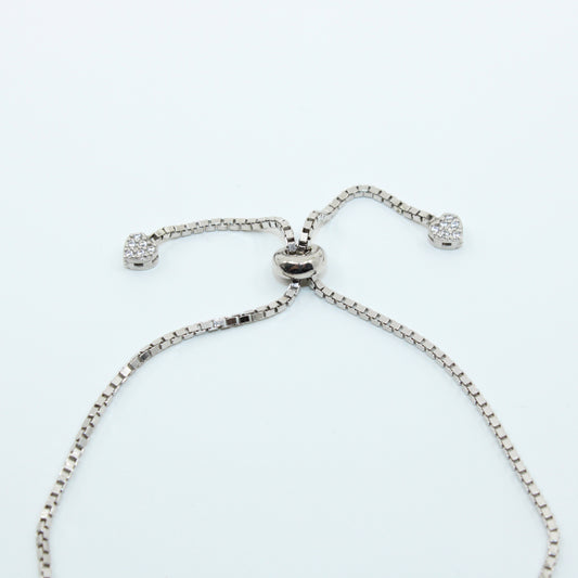 Brățară din Argint Reglabila Cu Inimioare Si Cristale