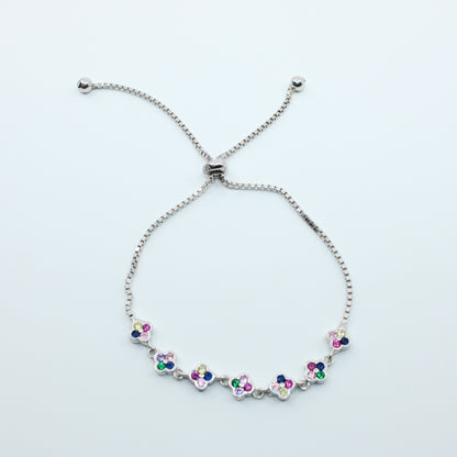 Brățară din Argint Reglabila Cu Trifoi Multicolor