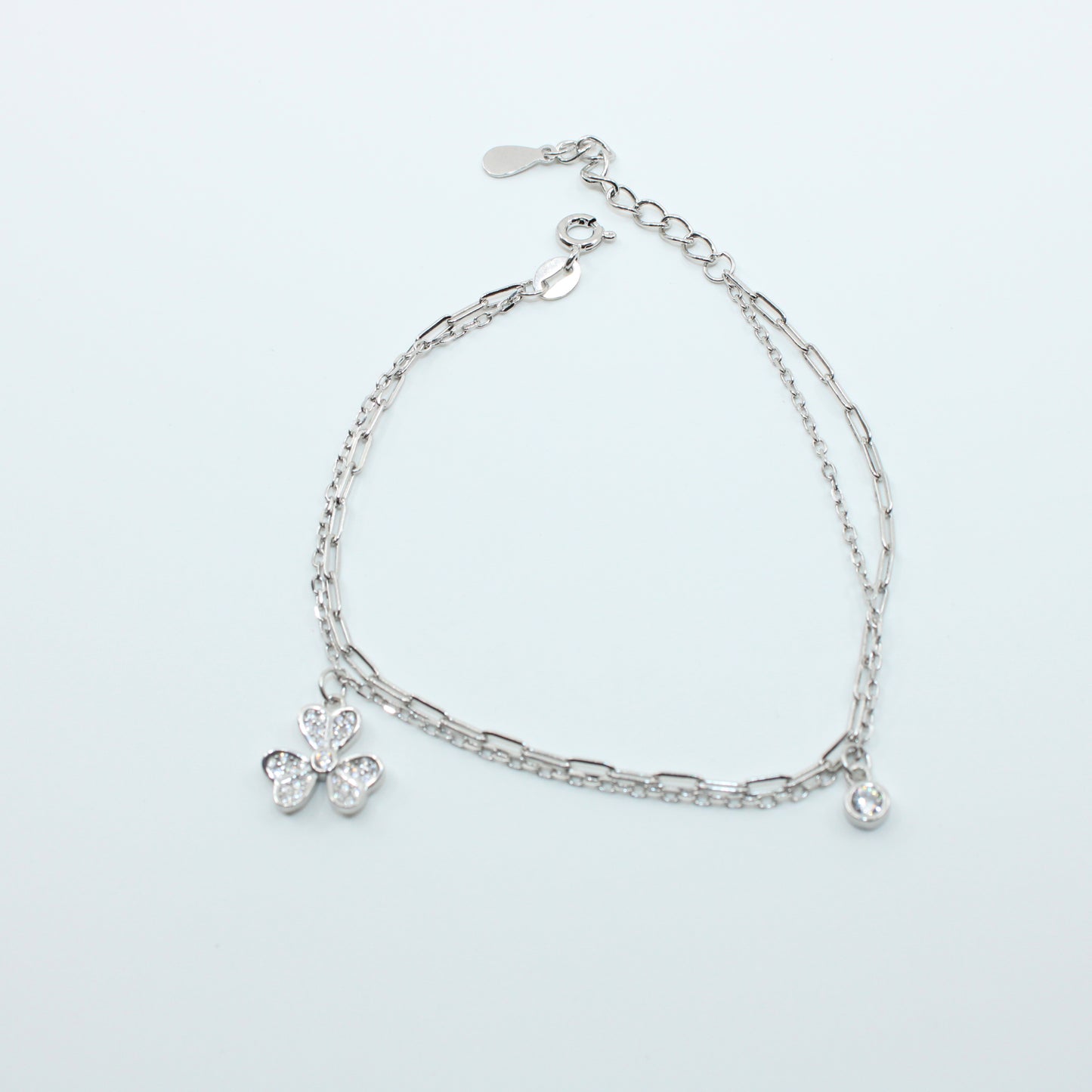 Brățară din Argint Reglabila Cu Trifoi Si Cristal