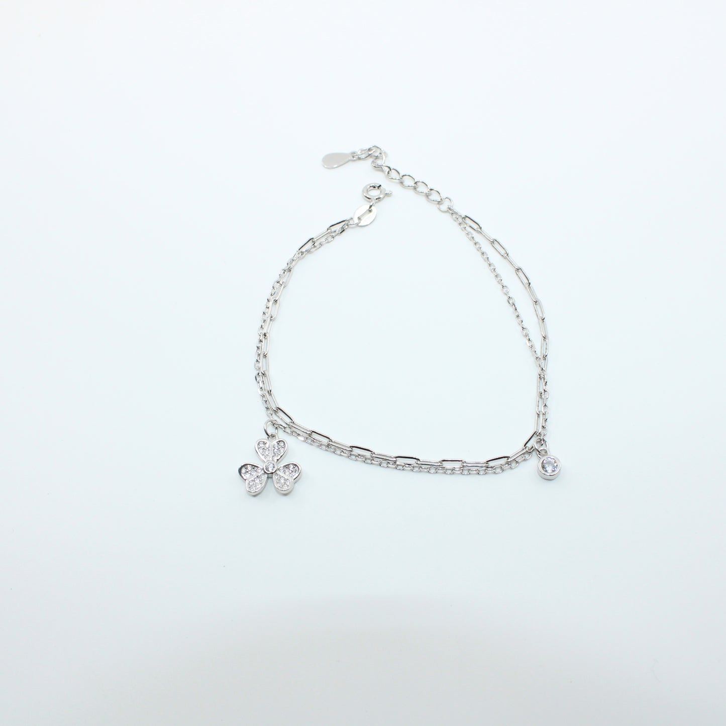 Brățară din Argint Reglabila Cu Trifoi Si Cristal
