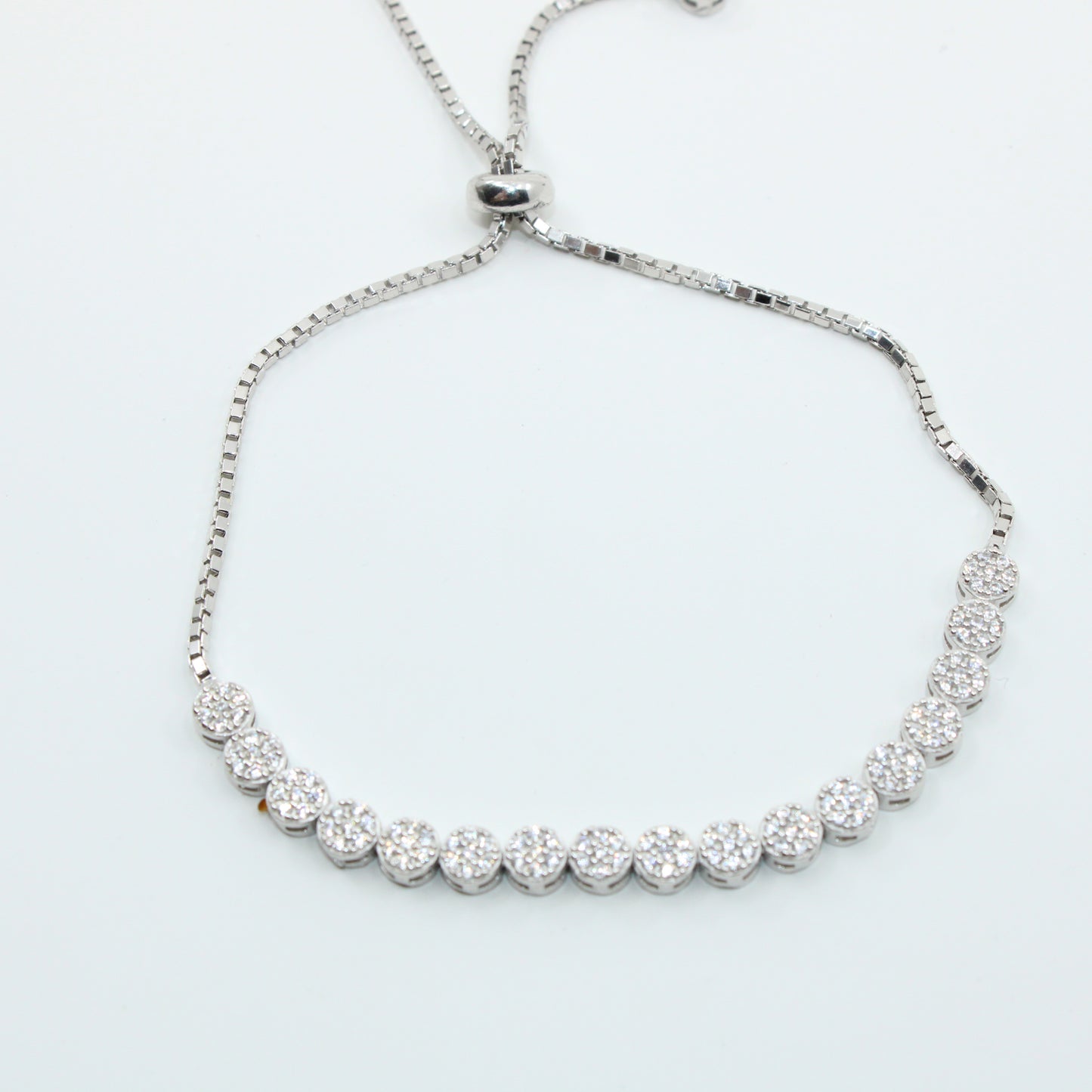 Brățară din Argint Reglabila In Cu Cristale Rotunde