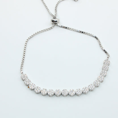 Brățară din Argint Reglabila In Cu Cristale Rotunde