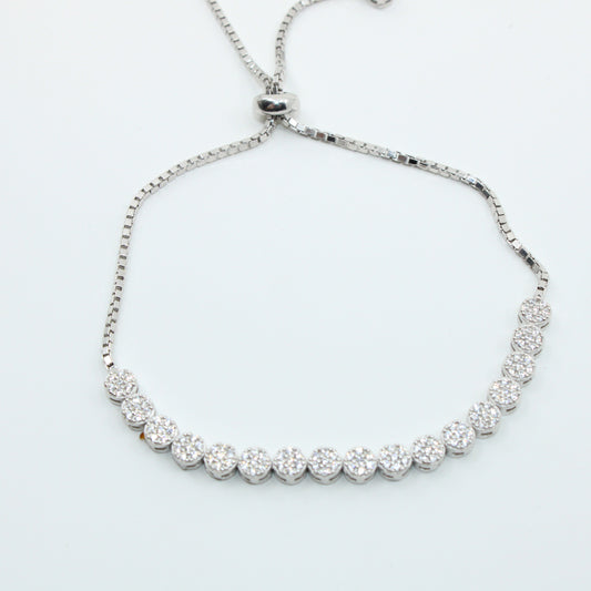 Brățară din Argint Reglabila In Cu Cristale Rotunde