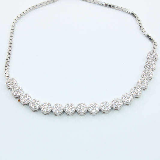 Brățară din Argint Reglabila In Cu Cristale Rotunde