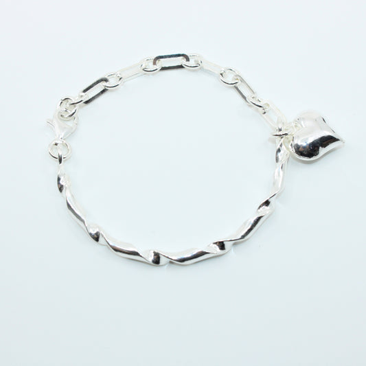 Brățară din Argint Semifixa Rasucita cu Inimioara