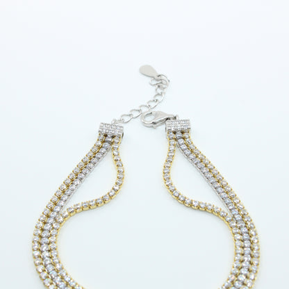 Brățară din Argint Tenis Aurie Cu Cristale