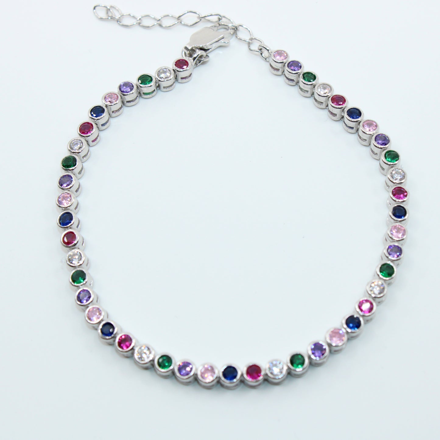 Brățară din Argint Tenis Cristale Rotunde Multicolore