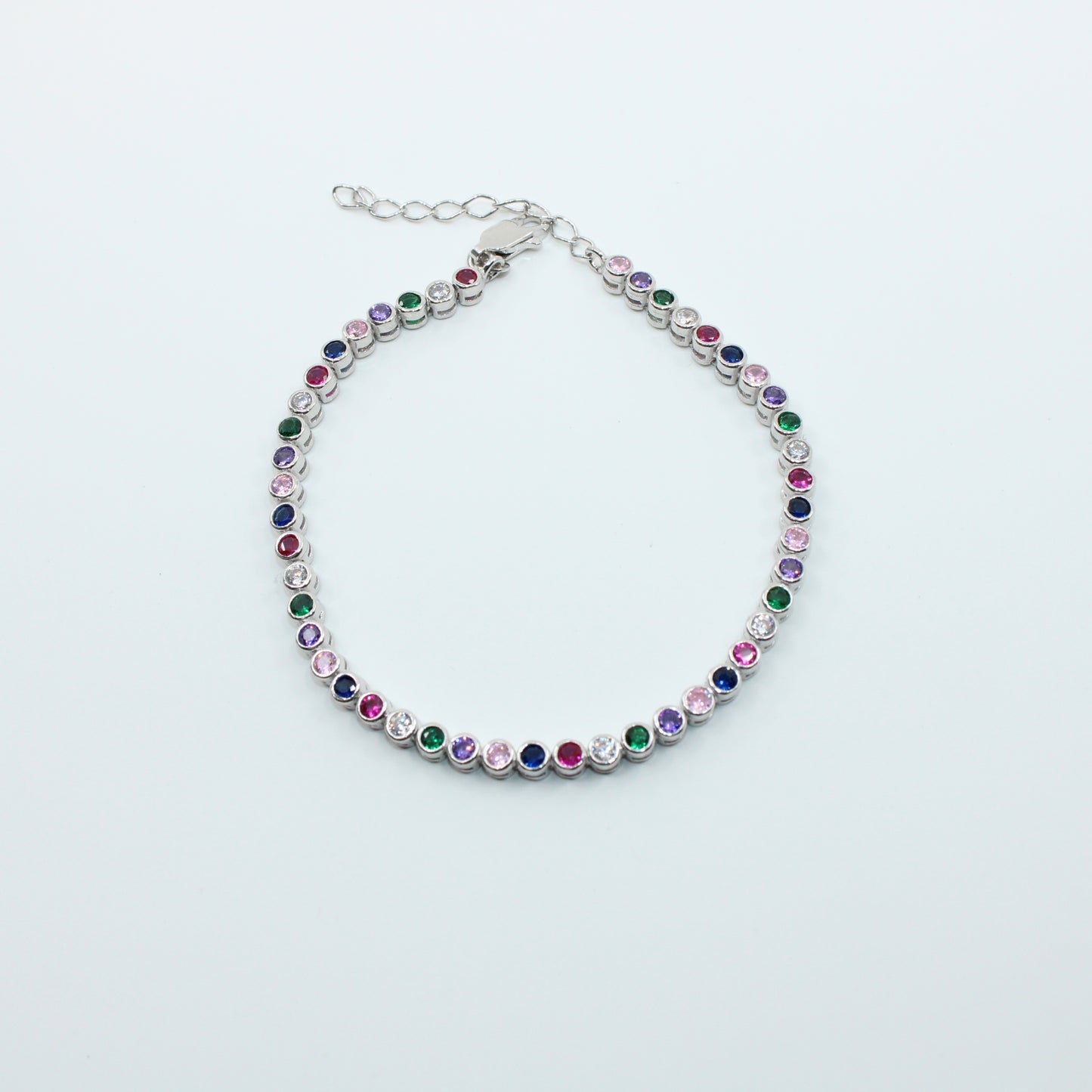 Brățară din Argint Tenis Cristale Rotunde Multicolore