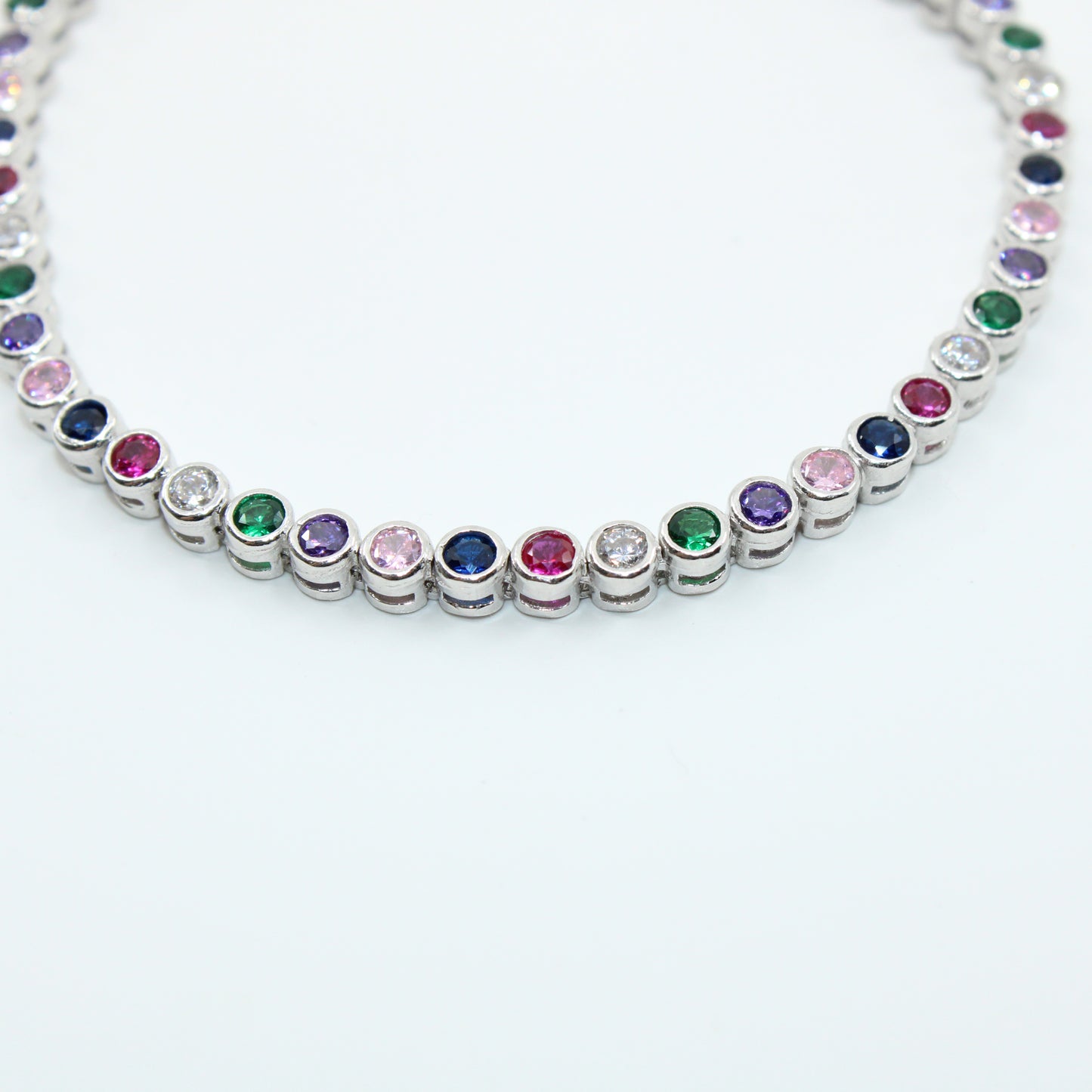 Brățară din Argint Tenis Cristale Rotunde Multicolore
