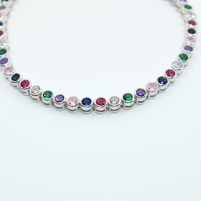 Brățară din Argint Tenis Cristale Rotunde Multicolore
