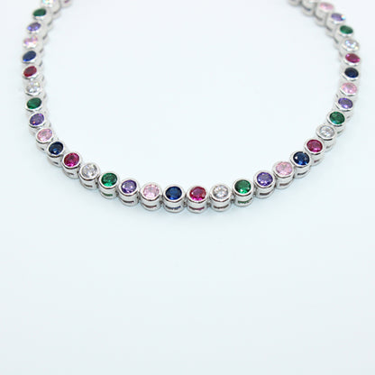 Brățară din Argint Tenis Cristale Rotunde Multicolore