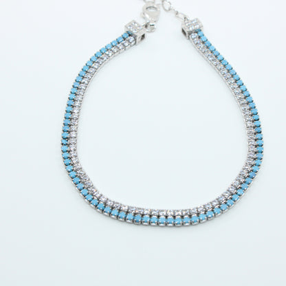 Brățară din Argint Tenis Cu Cristale Albastre