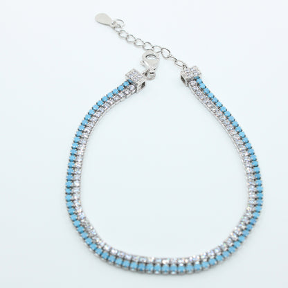 Brățară din Argint Tenis Cu Cristale Albastre