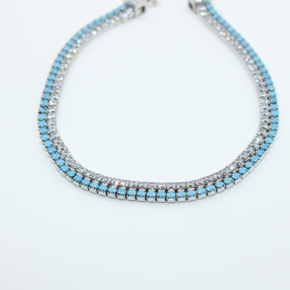 Brățară din Argint Tenis Cu Cristale Albastre