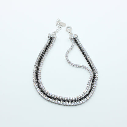 Brățară din Argint Tenis Cu Cristale Negre