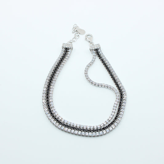 Brățară din Argint Tenis Cu Cristale Negre