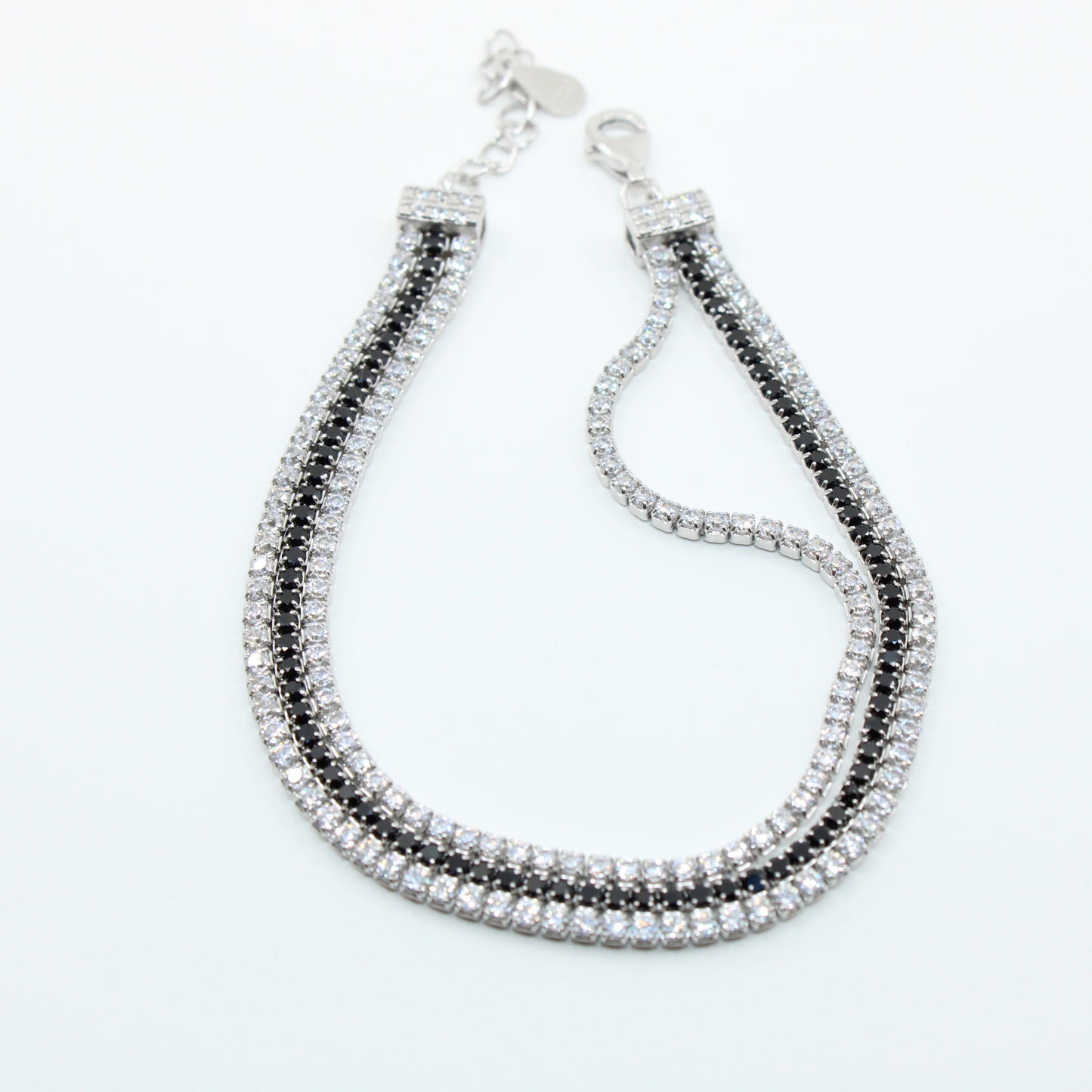 Brățară din Argint Tenis Cu Cristale Negre