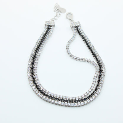 Brățară din Argint Tenis Cu Cristale Negre