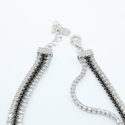 Brățară din Argint Tenis Cu Cristale Negre