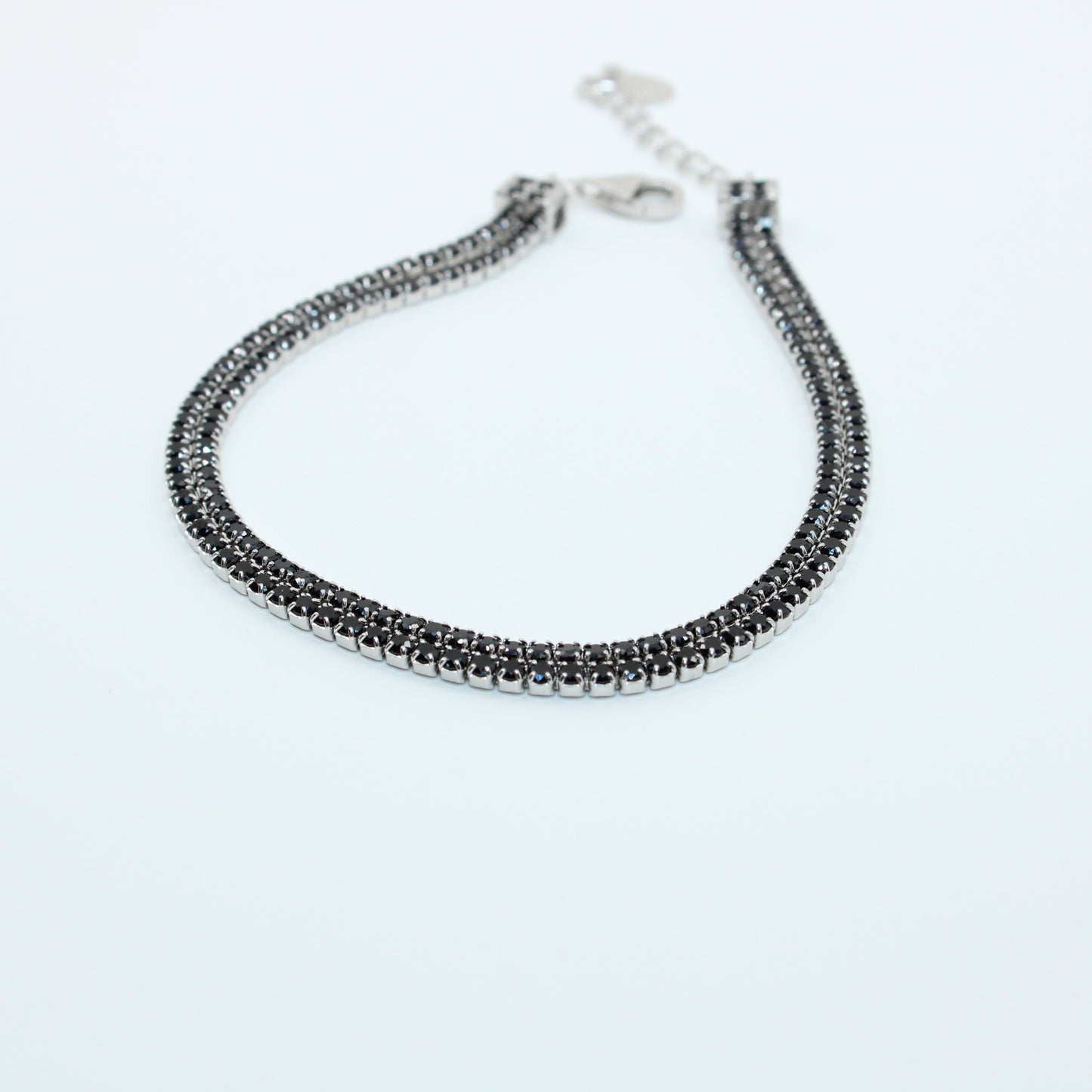 Brățară din Argint Tenis Cu Cristale Patrate Negre