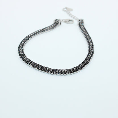 Brățară din Argint Tenis Cu Cristale Patrate Negre