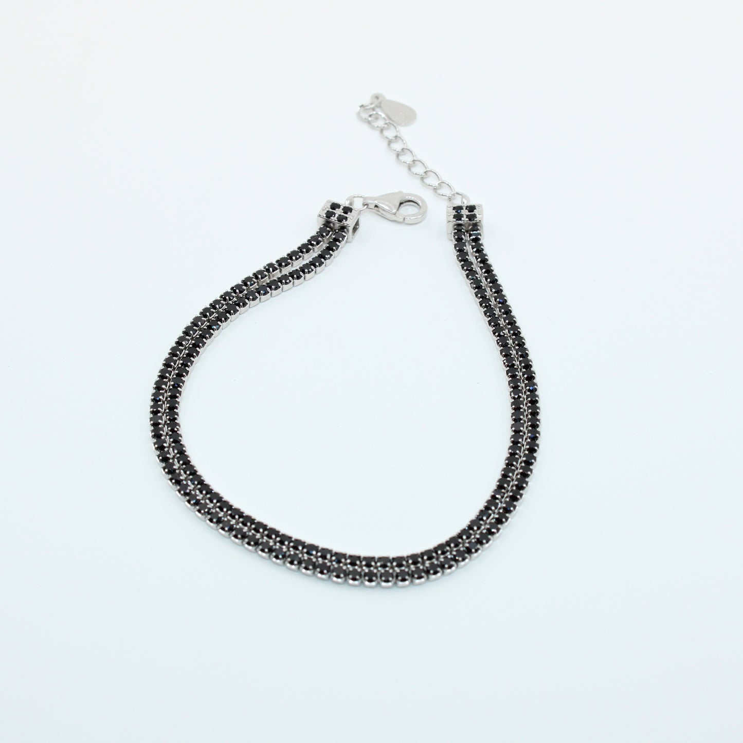 Brățară din Argint Tenis Cu Cristale Patrate Negre