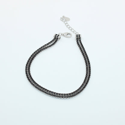 Brățară din Argint Tenis Cu Cristale Patrate Negre