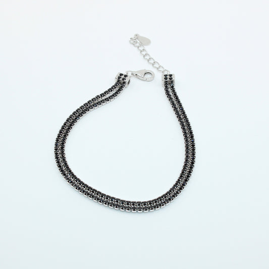 Brățară din Argint Tenis Cu Cristale Patrate Negre