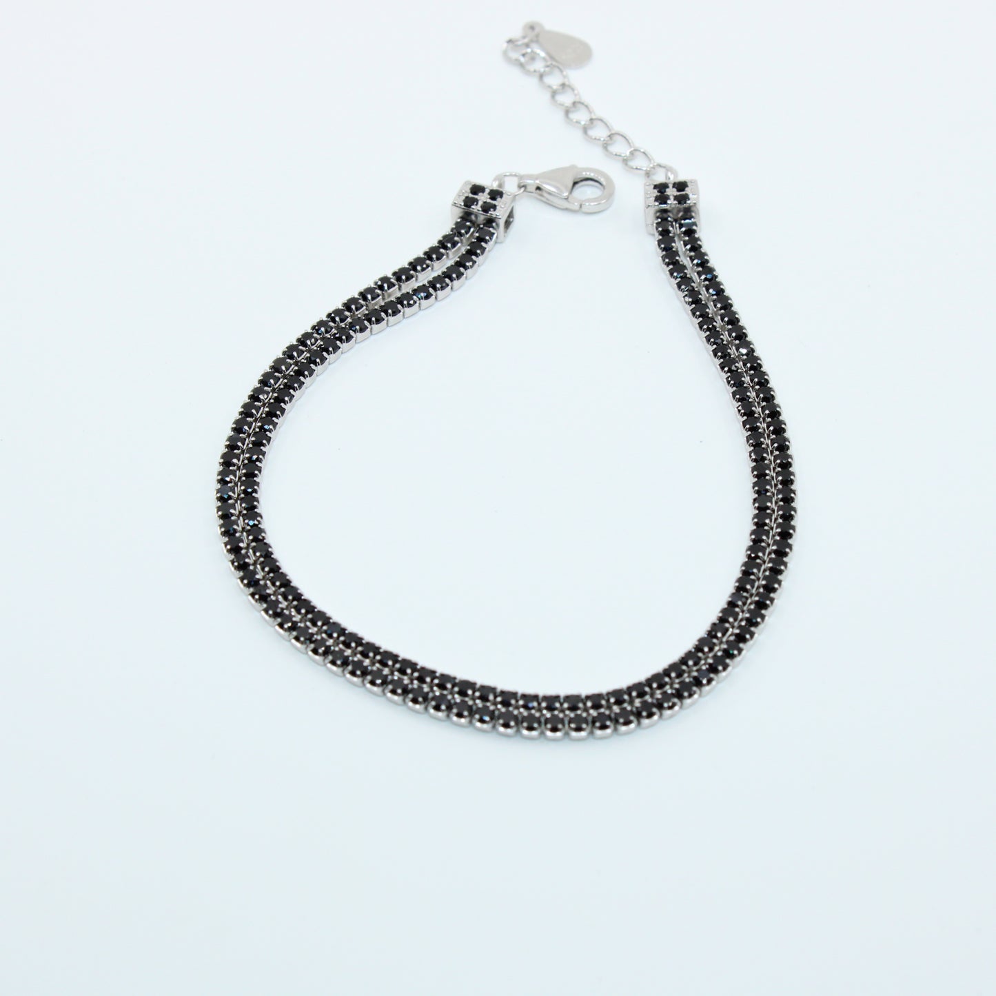 Brățară din Argint Tenis Cu Cristale Patrate Negre