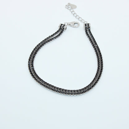 Brățară din Argint Tenis Cu Cristale Patrate Negre