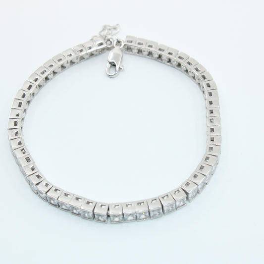 Brățară din Argint Tenis Lata Cristale Patrate