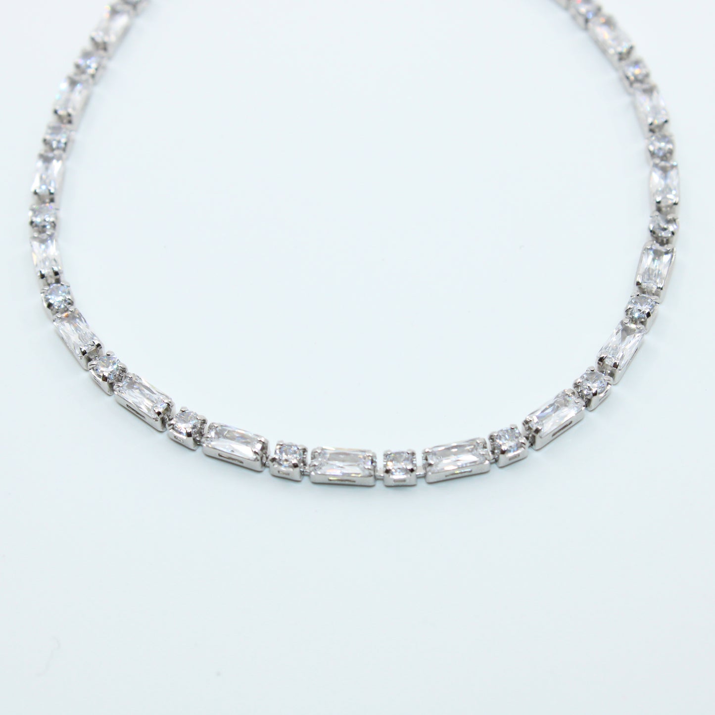 Brățară din Argint Tennis Cu Cristale Patrate si Dreptunghiulare