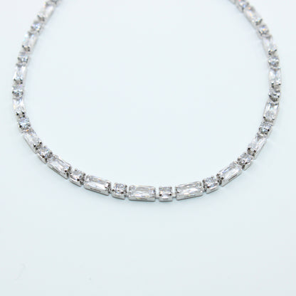 Brățară din Argint Tennis Cu Cristale Patrate si Dreptunghiulare