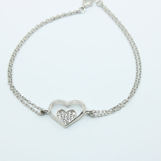 Brățară din argint Reglabila Cu Inimioare si Cristale