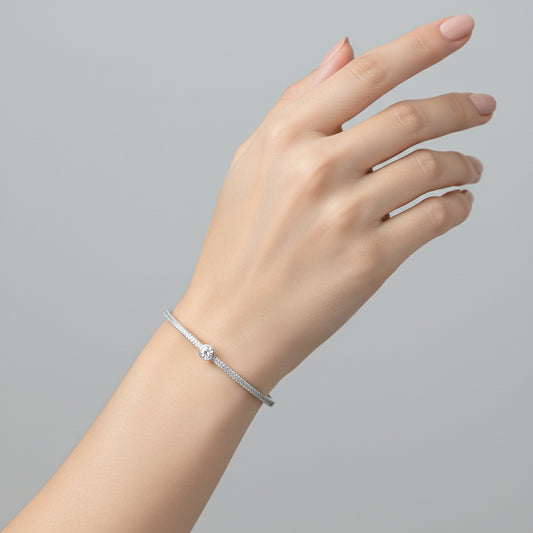 Brățară fixa din argint Cu Cristal Rotund