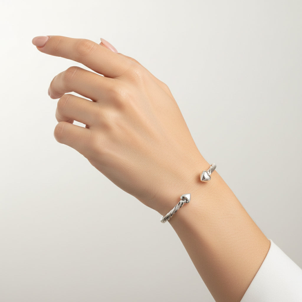 Brățară fixa din argint Cu Inimioare