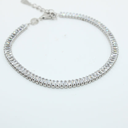 Brățară tenis din argint cu Cristale Dreptunghiulare