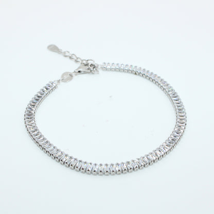 Brățară tenis din argint cu Cristale Dreptunghiulare