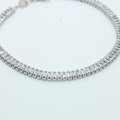 Brățară tenis din argint cu Cristale Dreptunghiulare