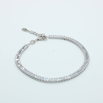 Brățară tenis din argint cu Cristale Dreptunghiulare