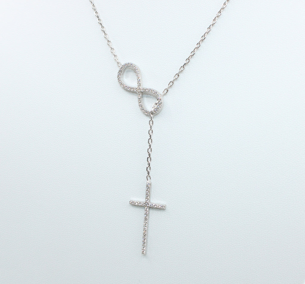 Colier Argint Cruciulita Infinita cu Cristale