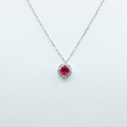 Colier Argint Cu Pandativ Cristal Roz Si Pietricele