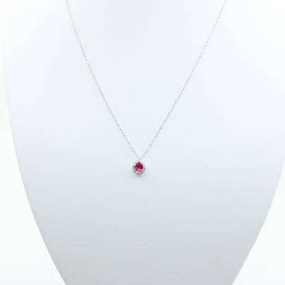 Colier Argint Cu Pandativ Cristal Roz Si Pietricele