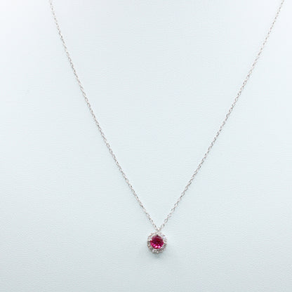 Colier Argint Cu Pandativ Cristal Roz Si Pietricele