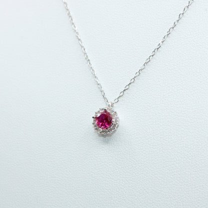 Colier Argint Cu Pandativ Cristal Roz Si Pietricele