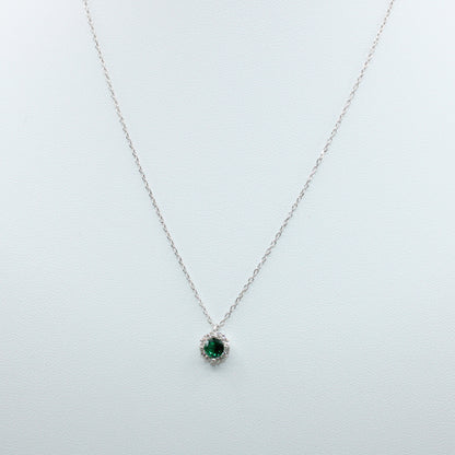 Colier Argint Cu Pandativ Cristal Verde Si Pietricele