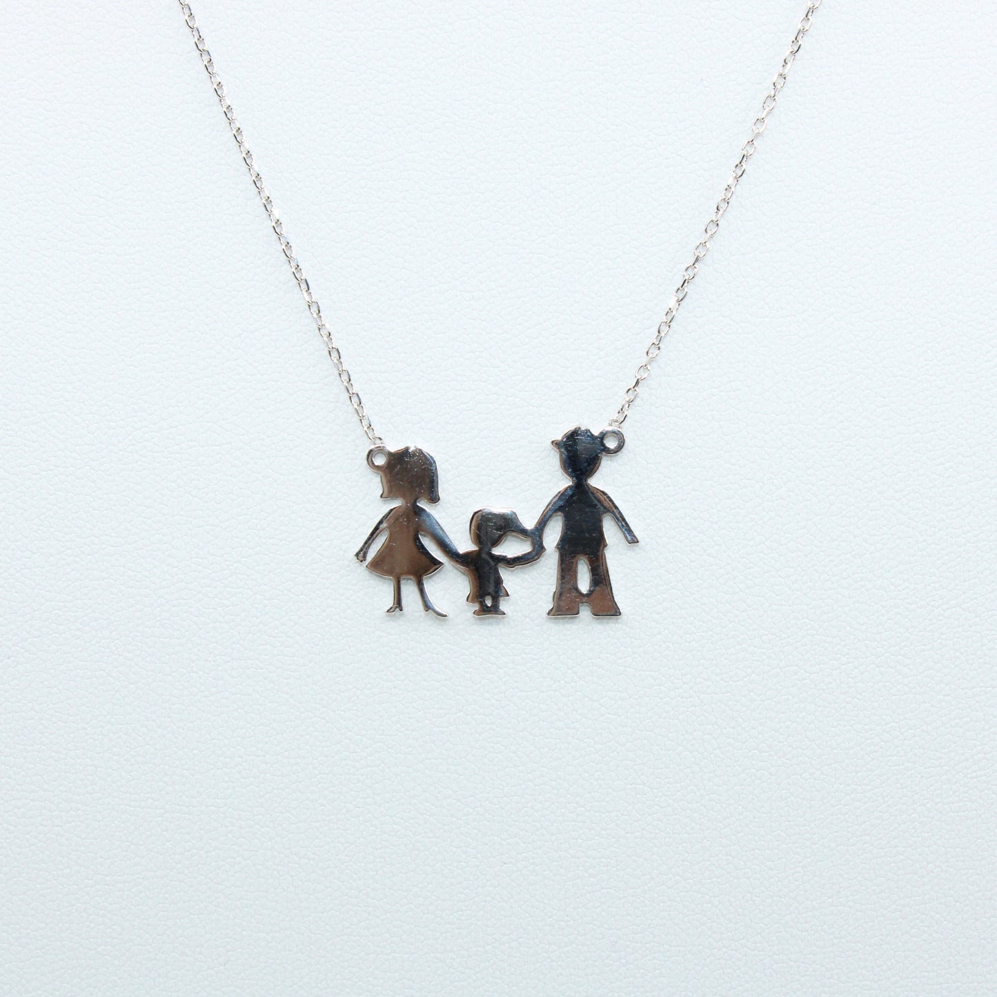 Colier Argint Familie Fetita