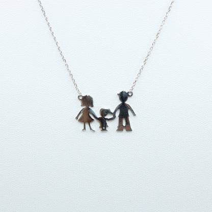 Colier Argint Familie Fetita