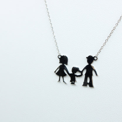 Colier Argint Familie Fetita