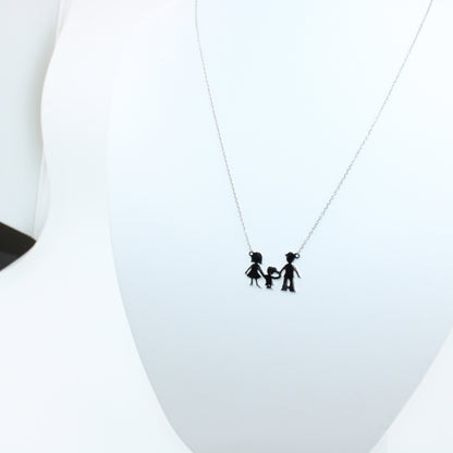 Colier Argint Familie Fetita